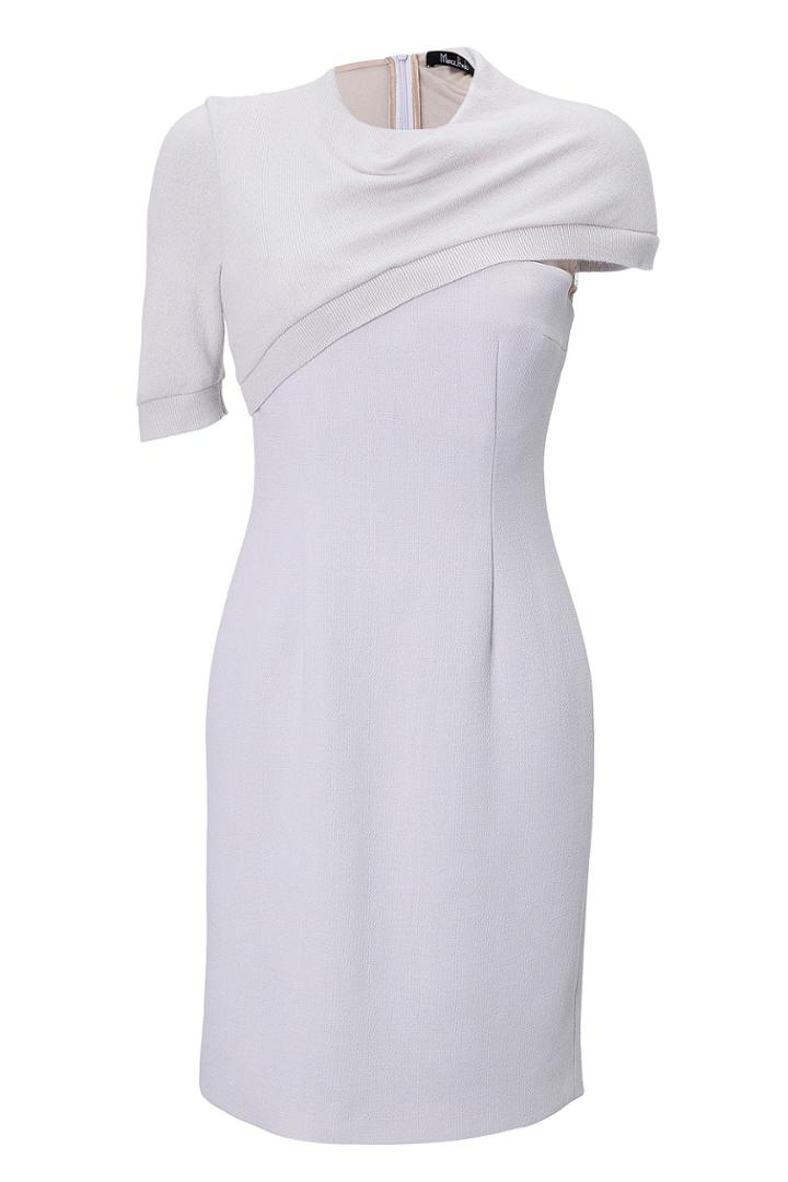 Marios Schwab Marios Schwab Asymmetric Sleeve Knit Crepe Dress - Grey