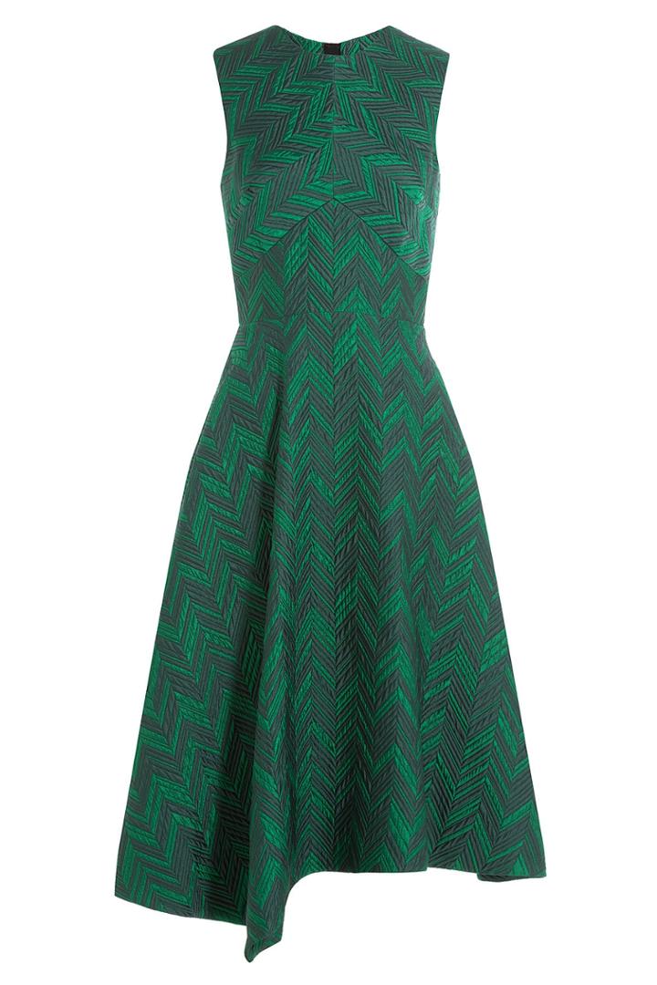 Jason Wu Jason Wu Herringbone Cloque Sleeveless Cocktail Dress - Green