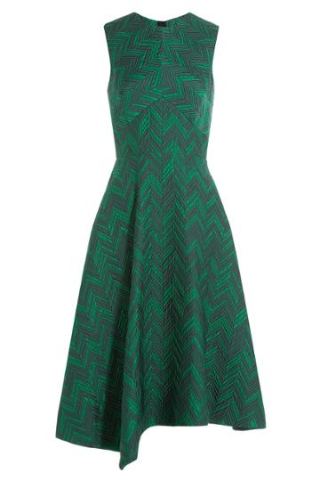 Jason Wu Jason Wu Herringbone Cloque Sleeveless Cocktail Dress - Green