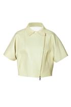 Vionnet Vionnet Leather Cropped Short Sleeve Jacket - Yellow