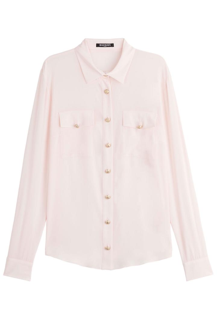 Balmain Balmain Silk Blouse With Embossed Buttons - Pink