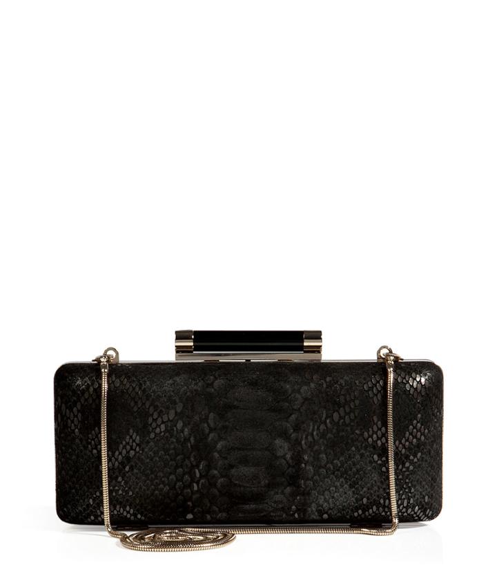 Diane Von Furstenberg Embossed Leather Tonda Clutch In Black/dark Bronze