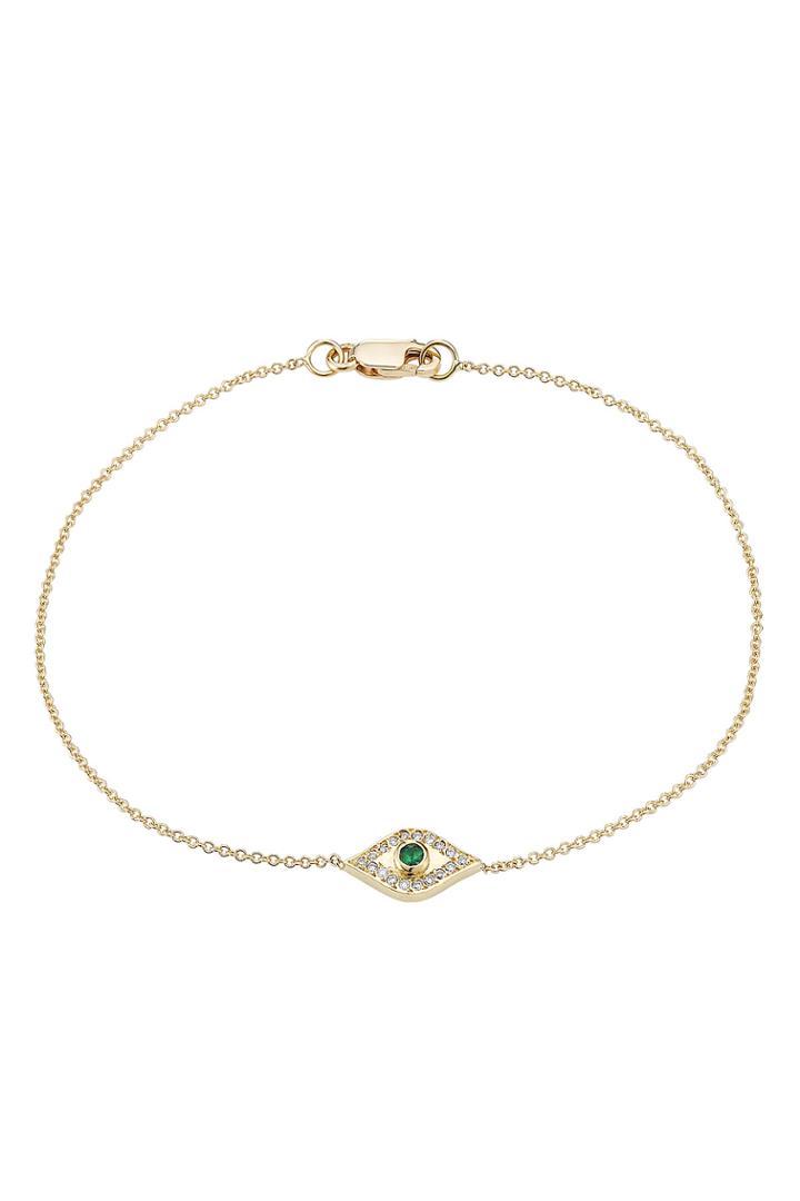 Ileana Makri Ileana Makri 18kt Gold Bracelet With White Diamonds And Tsavorite