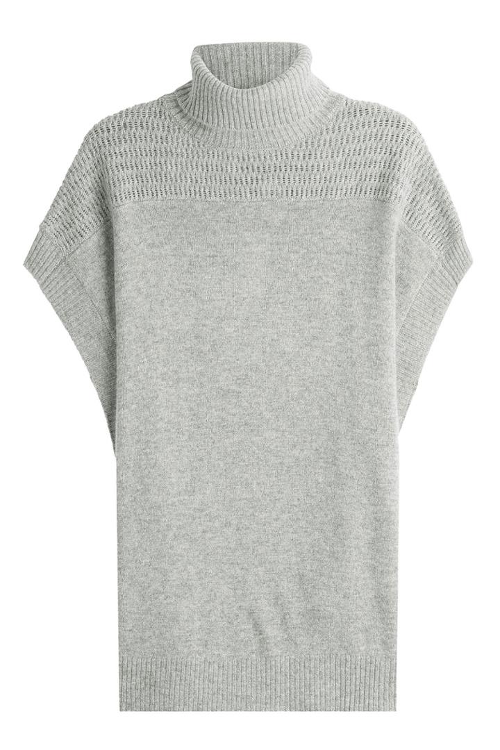 Velvet Velvet Cashmere Short Sleeved Cape Pullover - Grey