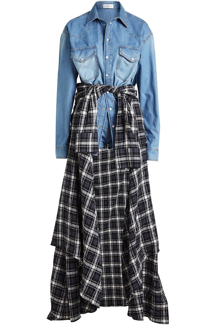 Faith Connexion Faith Connexion Denim Playsuit With Plaid Shirt