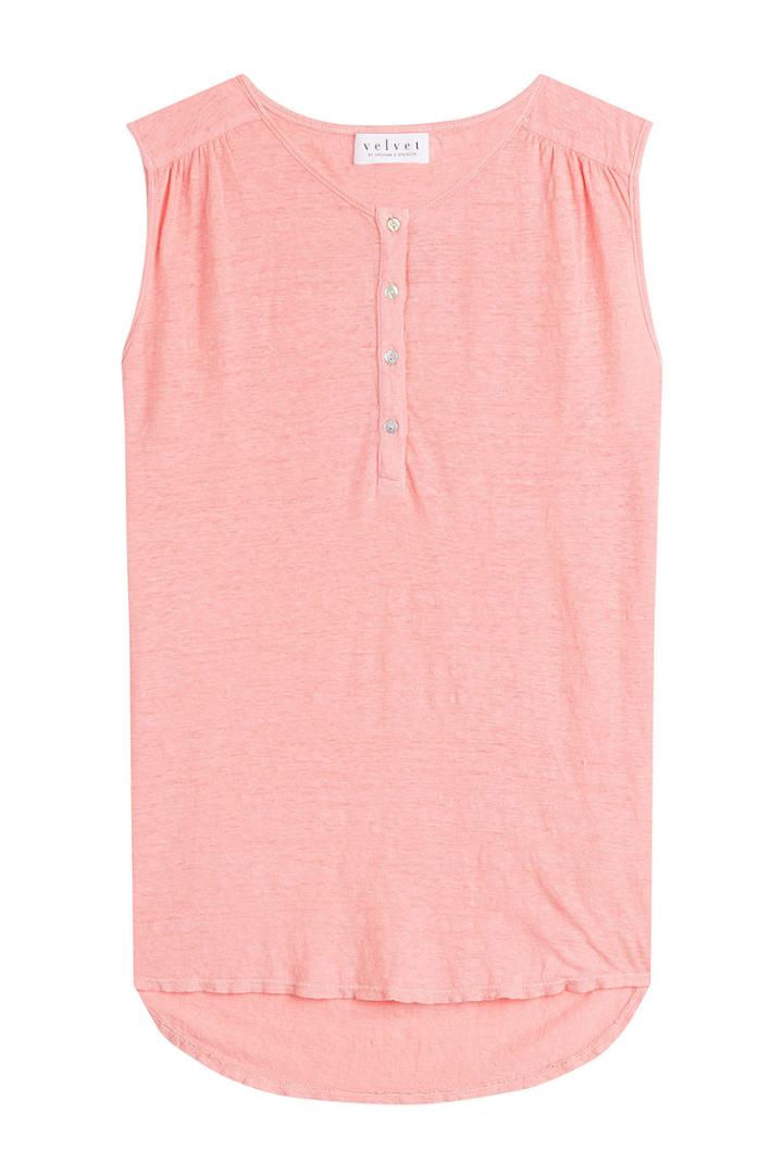 Velvet Velvet Sleeveless Linen Top - Red