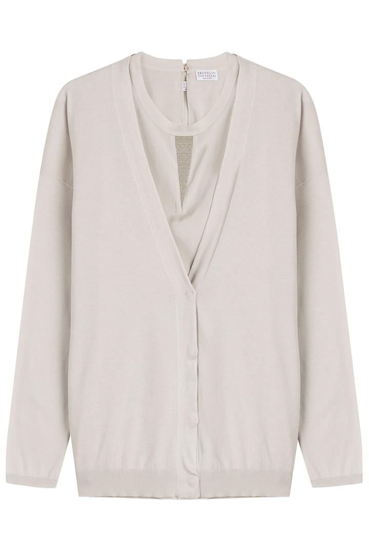 Brunello Cucinelli Brunello Cucinelli Cotton Cardigan Top - Beige