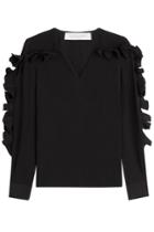 Victoria, Victoria Beckham Victoria, Victoria Beckham Heavy Silk Top With Structured Ruffle Sleeves - Black