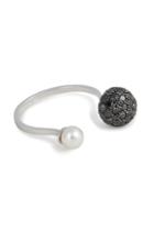 Delfina Delettrez Delfina Delettrez 18kt White Gold Sphere Ring With Black Diamonds And Pearl