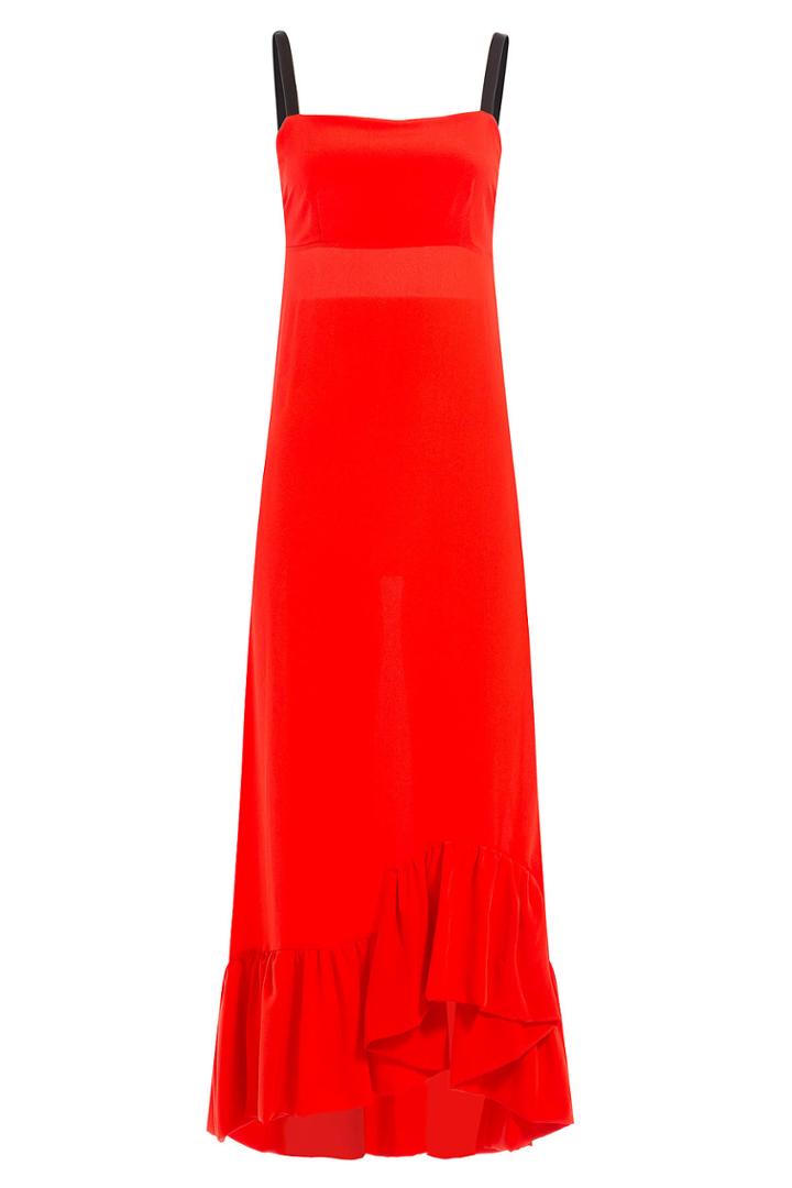 Isa Arfen Isa Arfen Silk Dress With Ruffled Hem - Red