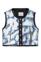 Fausto Puglisi Fausto Puglisi Tie-dye Cropped Top With Leather - Black