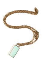 Aesa Aesa Hand Cut Chrysophase Pendant On Brass Chain Necklace - Gold