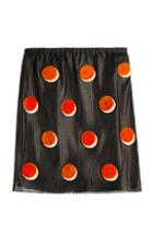 Fendi Mesh Leather Skirt With Shearling