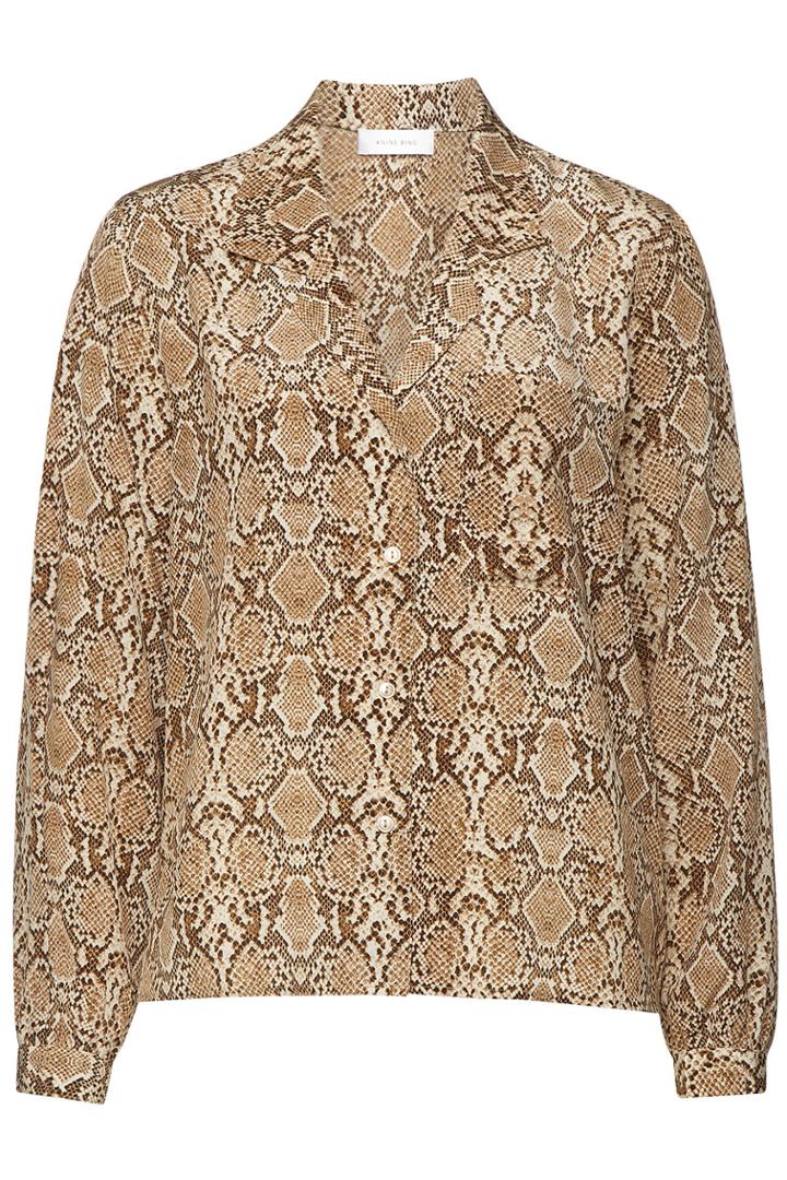 Anine Bing Anine Bing Lilah Snakeskin Printed Silk Blouse