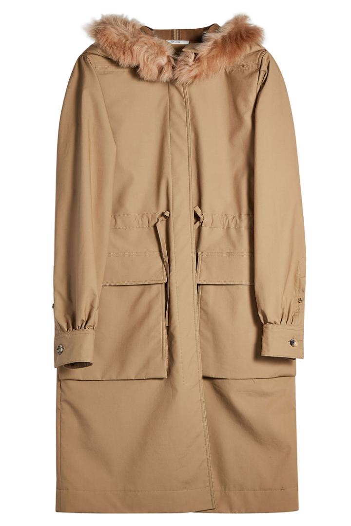 Céline Céline Cotton Parka With Sheep Fur