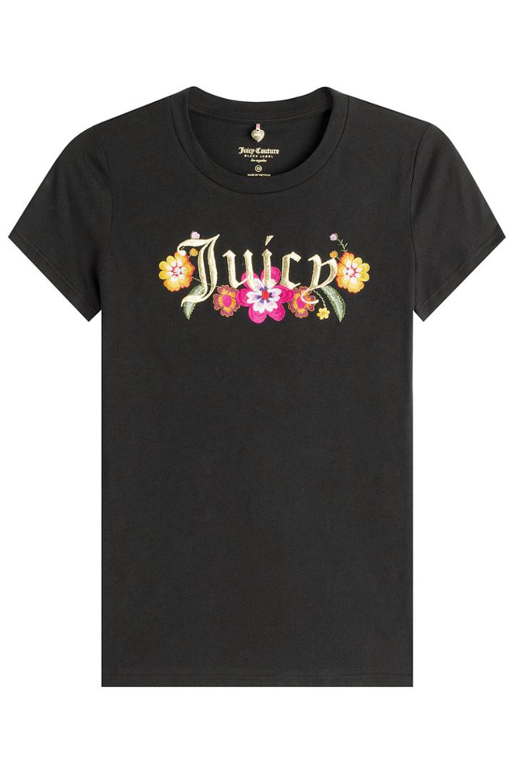 Juicy Couture Juicy Couture Embroidered Cotton T-shirt - Black
