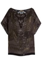 Roberto Cavalli Roberto Cavalli Top With Metallic Thread And Velvet - Black