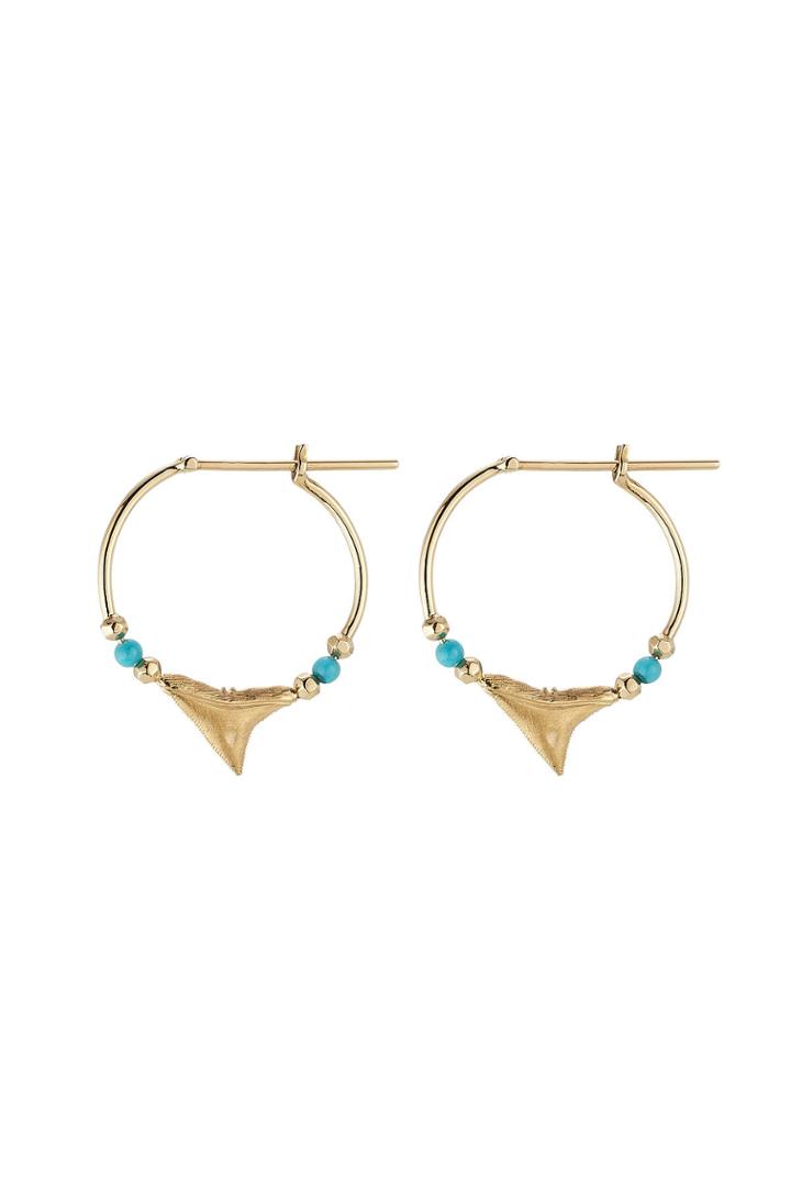Aur Lie Bidermann Fine Jewelry Aur Lie Bidermann Fine Jewelry Shark 18kt Yellow Gold Earrings With Turquoise