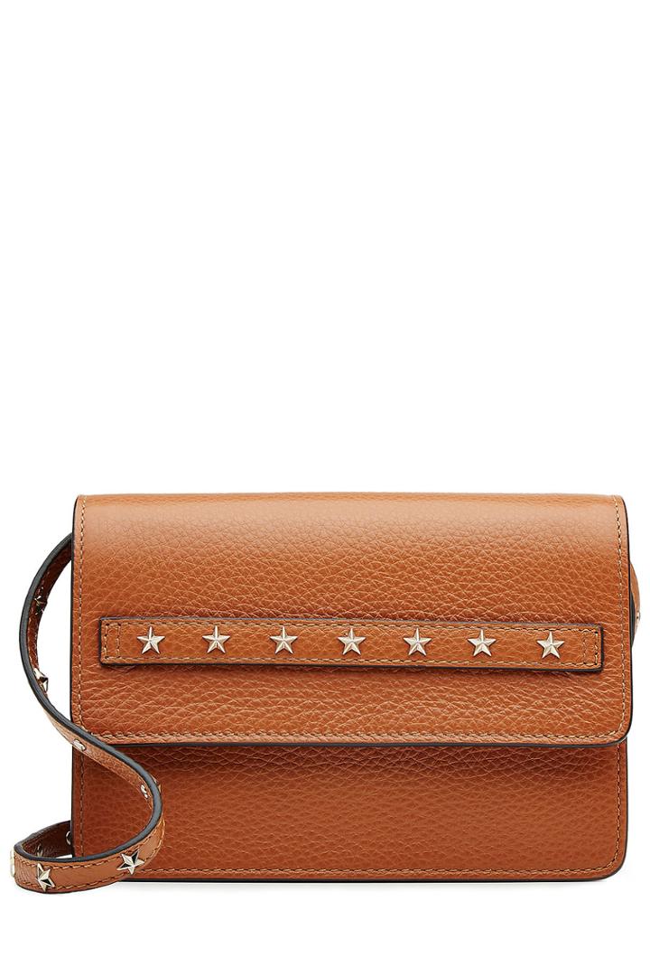 Red Valentino Red Valentino Leather Shoulder Bag With Stud Embellishment - Brown