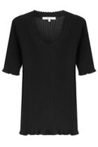 Carven Carven Ribbed Cotton Top With Silk - Black