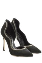 Sergio Rossi Sergio Rossi Suede Pumps With Chain Embellishment - Black