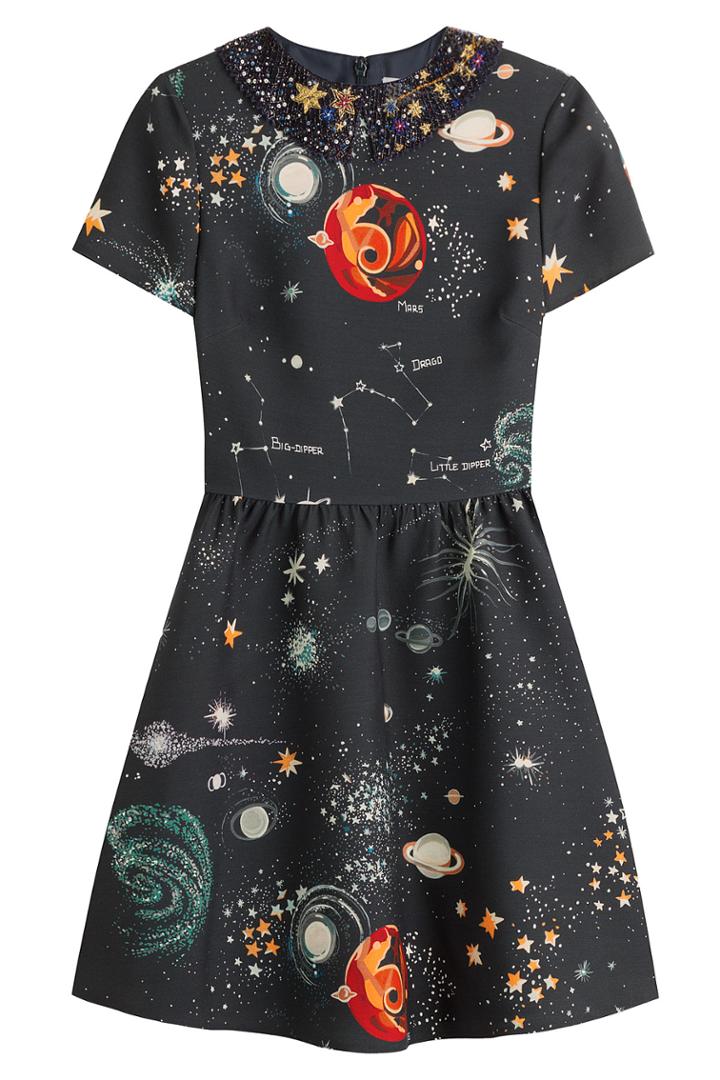 Valentino Valentino Printed Wool-silk Dress - Blue
