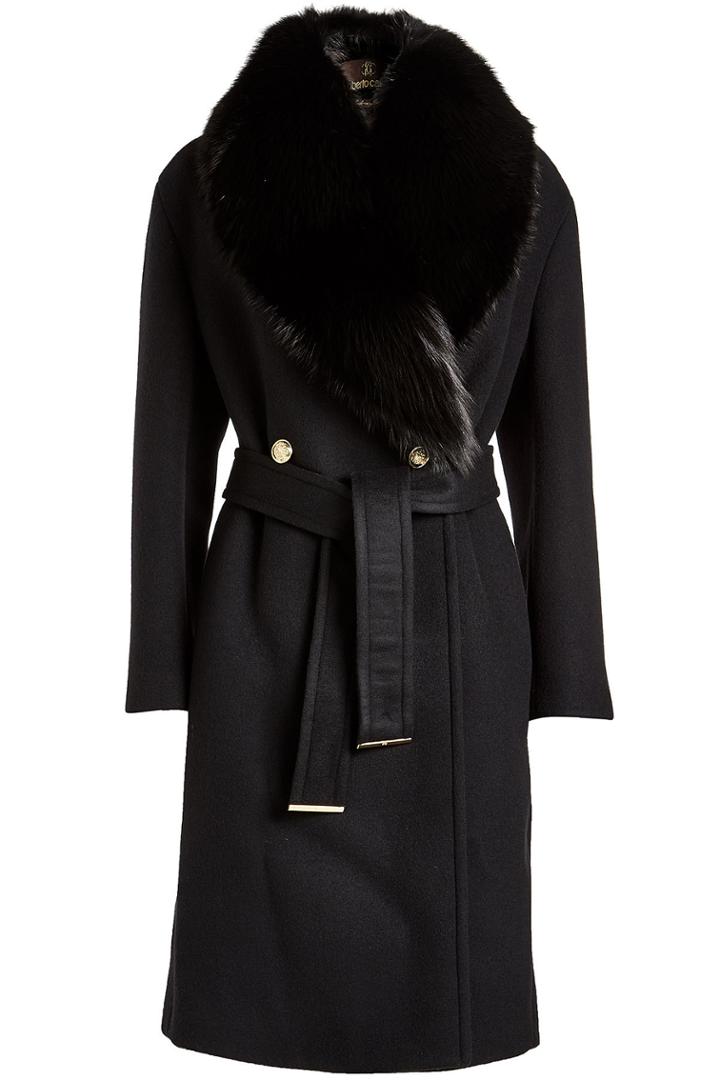 Roberto Cavalli Roberto Cavalli Virgin Wool Coat With Fox Fur