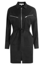 Iro Iro Linen-cotton Shirtdress With Zips - Black