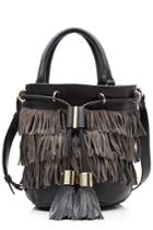 See By Chloé See By Chloé Leather Drawstring Satchel With Fringe - Black