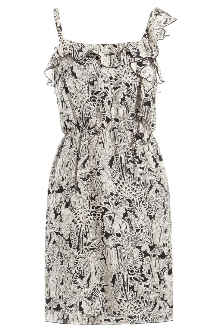 Anna Sui Asymmetrical Top Silk Tropical Dress