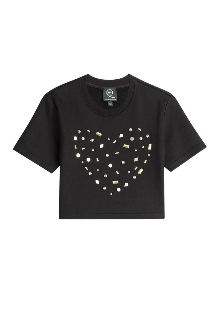 Mcq Alexander Mcqueen Mcq Alexander Mcqueen Embellished Cropped T-shirt - Black