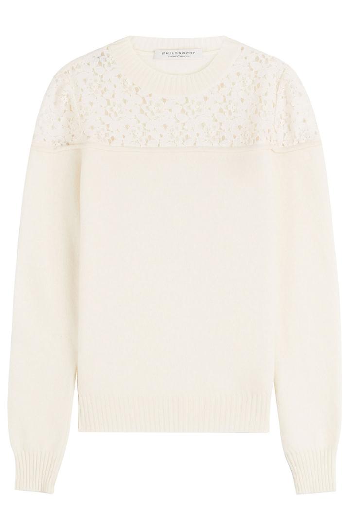 Philosophy Di Lorenzo Serafini Philosophy Di Lorenzo Serafini Wool Pullover With Lace Crochet Top