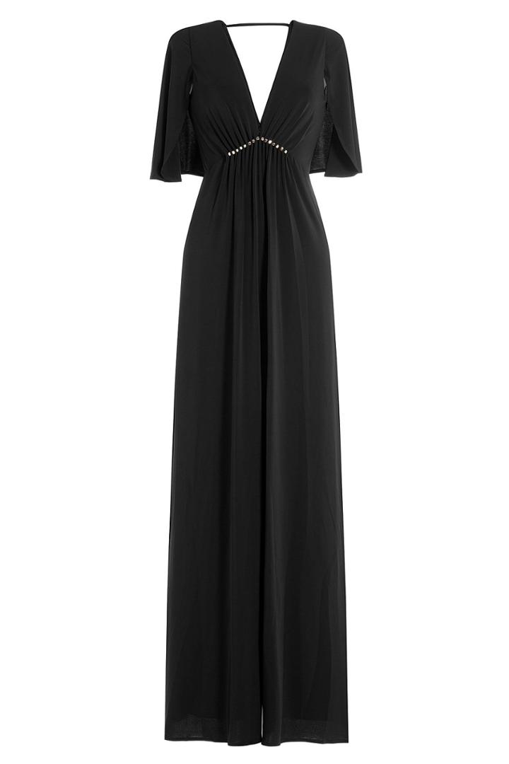 Halston Heritage Halston Heritage Flutter Sleeve Gown With Embellishment - Black