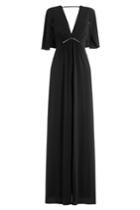 Halston Heritage Halston Heritage Flutter Sleeve Gown With Embellishment - Black