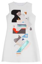 Victoria, Victoria Beckham Printed Dress With Leather Applique