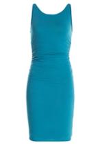 Velvet Velvet Draped Stretch Cotton Tank Dress - Turquoise