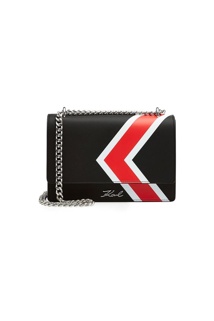 Karl Lagerfeld Karl Lagerfeld K/stripes Leather Shoulder Bag