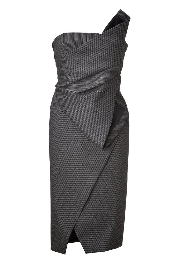 Donna Karan Donna Karan Anthracite Structured Origami Bustier Dress