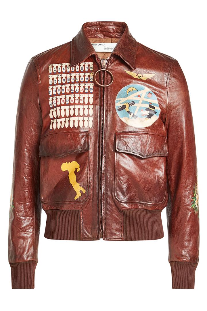 Off White Off White Printed Leather Jacket