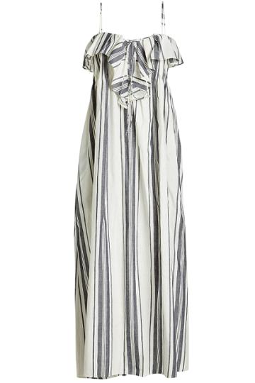 Three Graces Three Graces Striped Linen-cotton Dress