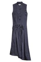 Victoria, Victoria Beckham Victoria, Victoria Beckham Striped Dress With Linen And Cotton - Blue