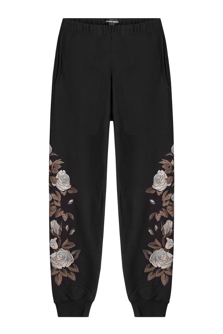 Alexander Mcqueen Alexander Mcqueen Embroidered Cotton Sweatpants - Black