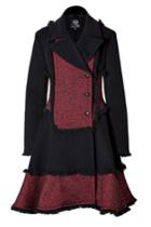 Mcq Alexander Mcqueen Mcq Alexander Mcqueen Wool Blend Fringed Coat In Red/black - Black