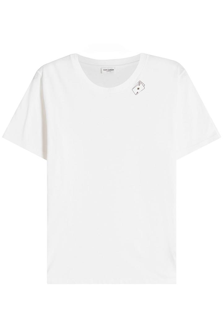 Saint Laurent Saint Laurent Poker Card Printed Cotton T-shirt