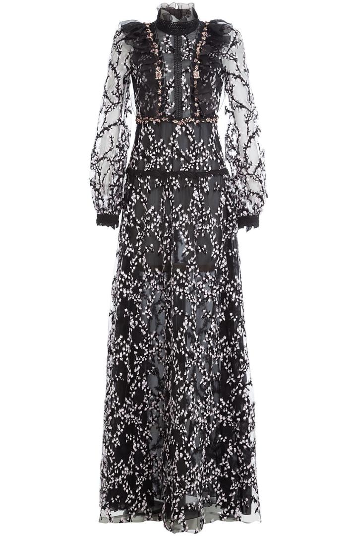 Giambattista Valli Giambattista Valli Embroidered Lace Evening Gown With Sequin Embellishment