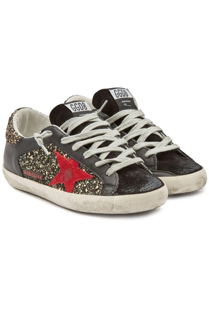 Golden Goose Deluxe Brand Golden Goose Deluxe Brand Super Star Glitter Sneakers With Leather And Suede
