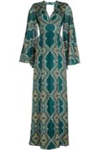 Dhela Dhela Printed Silk Gown With Open Back