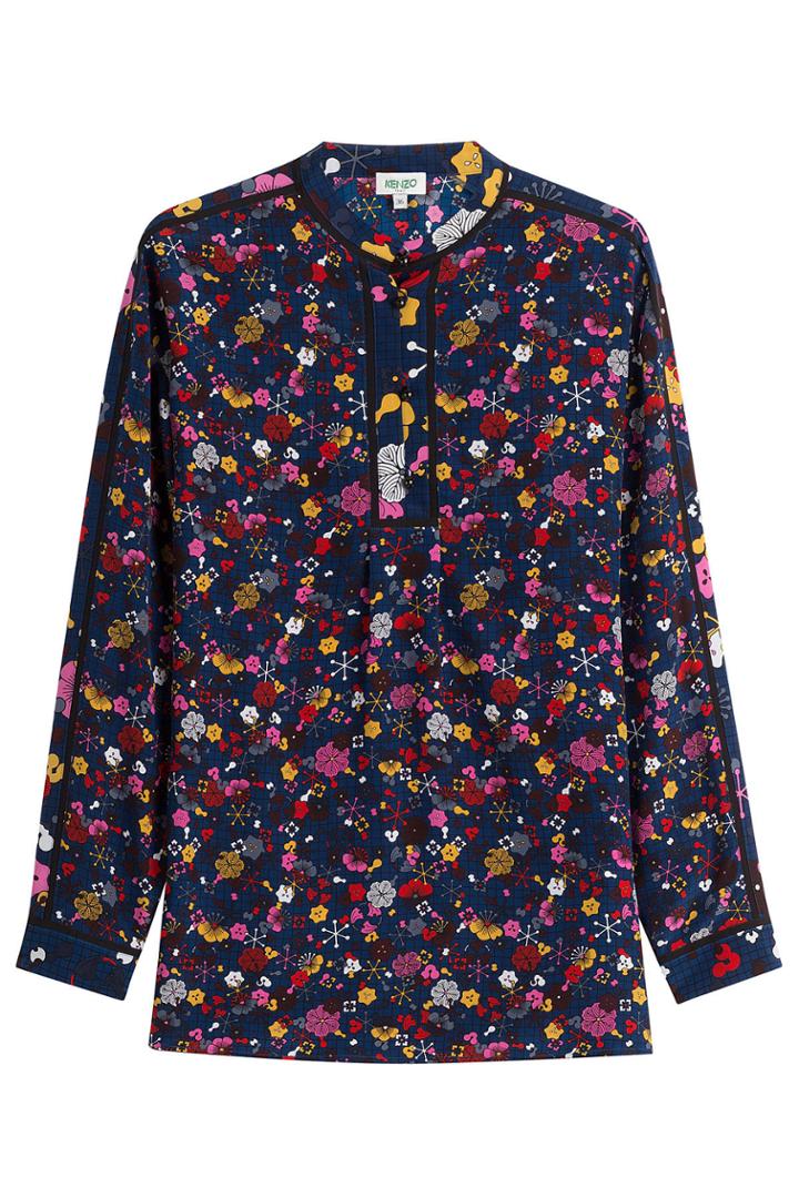 Kenzo Kenzo Printed Silk Blouse - Blue