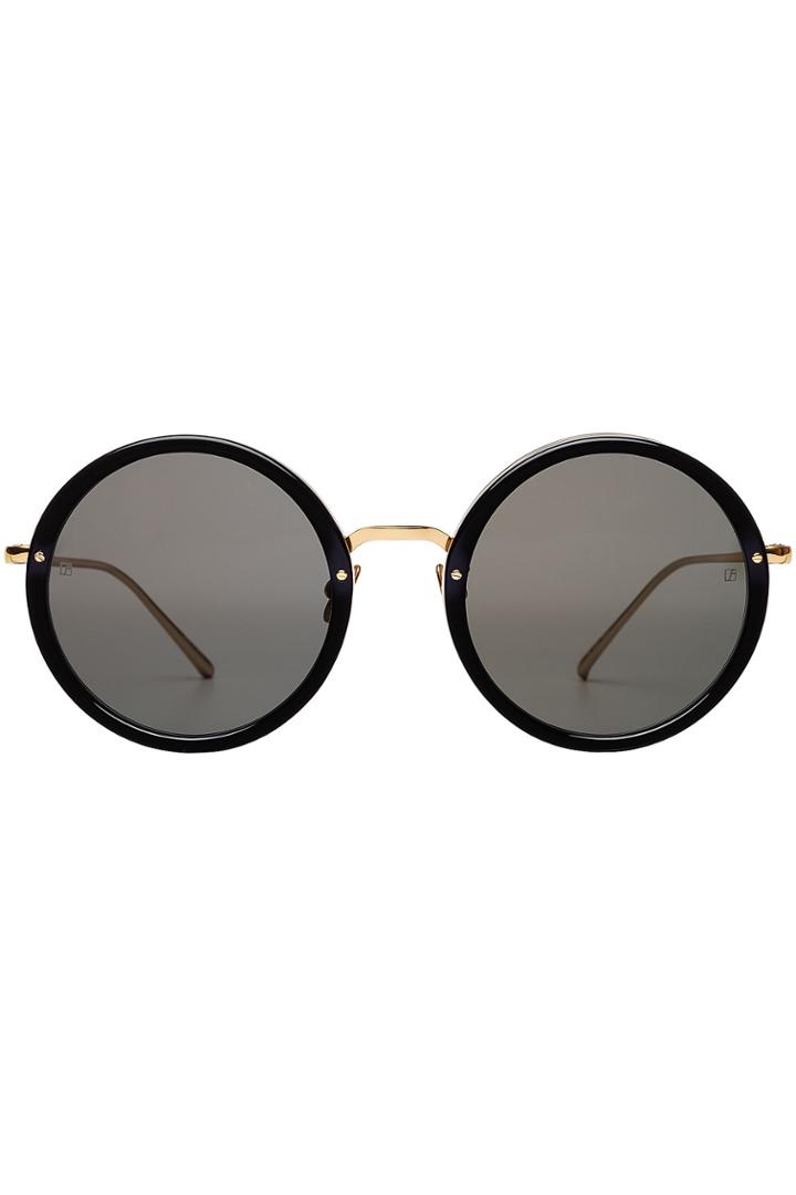 Linda Farrow Linda Farrow Gold-plated Round Sunglasses - Blue