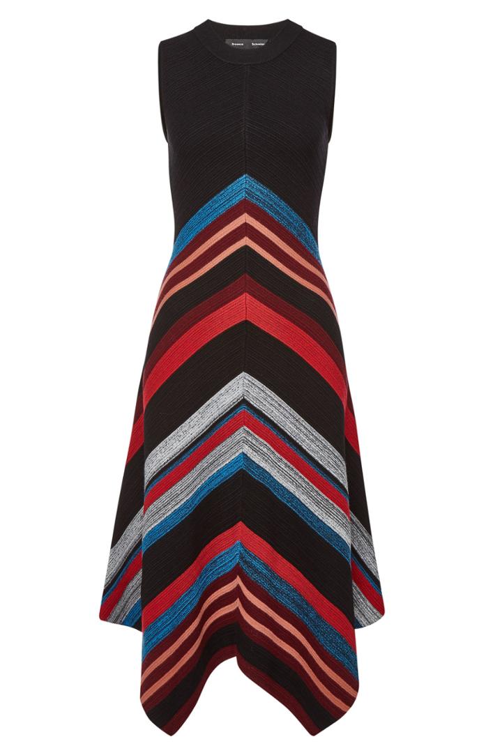 Proenza Schouler Proenza Schouler Wool-silk Marled Ottoman Stripe Waisted Knit Dress